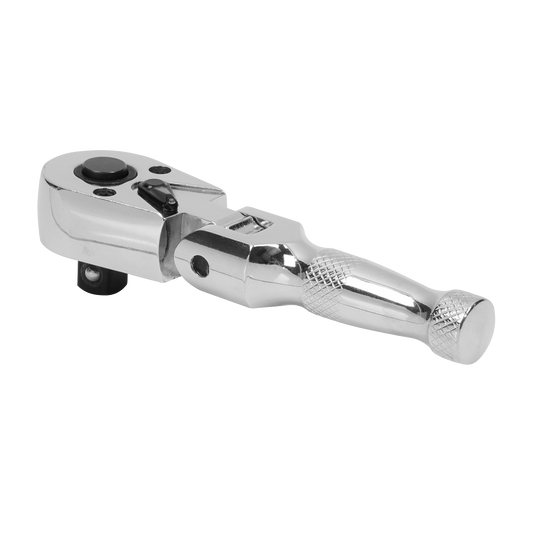 Sealey Ratchet Wrench Flexi-Head Stubby 3/8" Drive Polished Finish AK661SF