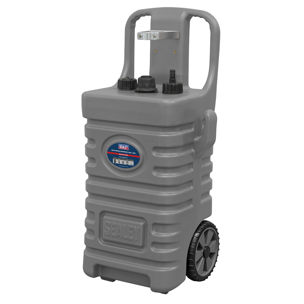 Sealey Mobile Dispensing Tank With 2 Roller Wheels & Vent Caps 55L Grey DT55G