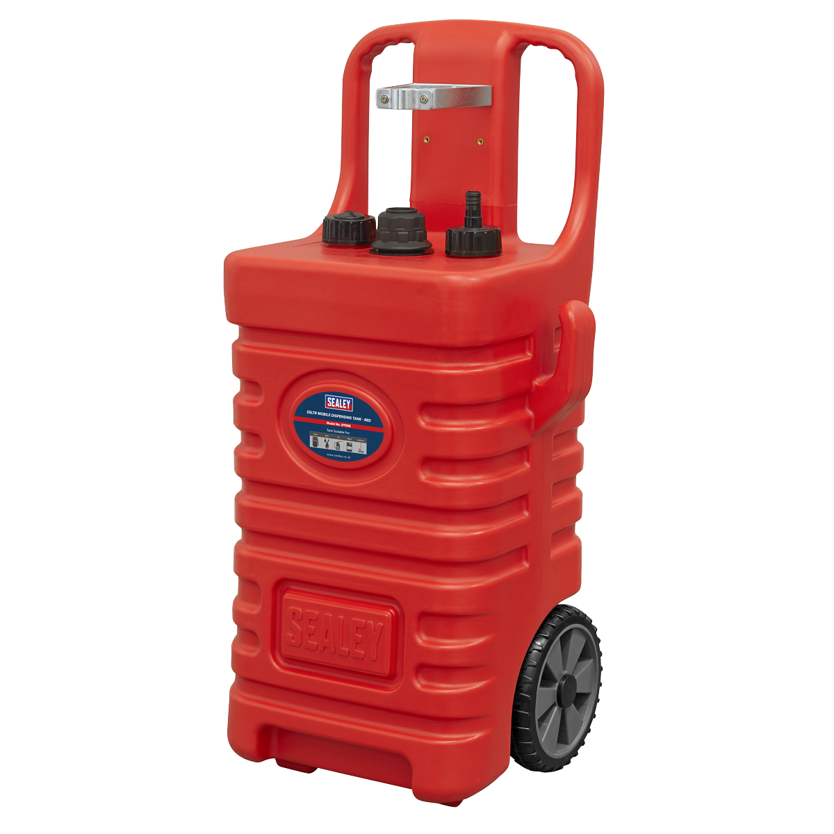 Sealey Mobile Dispensing Tank With 2 Roller Wheels & Vent Caps 55L Red DT55R
