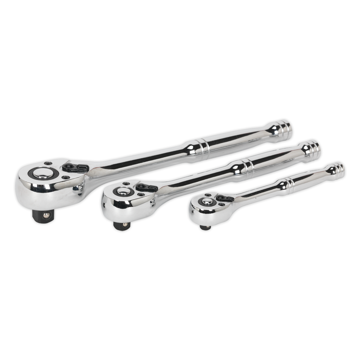 Sealey Ratchet Wrench Set 3 Pieces Pear-Head Flip Reverse 72 Teeth AK6672