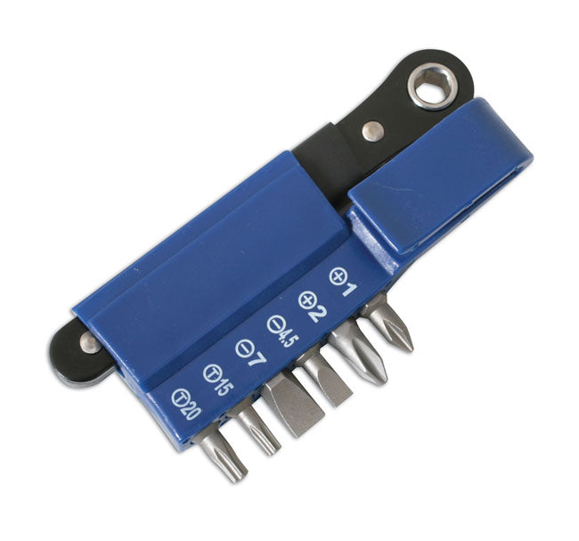 LASER 2562 7Pcs Screwdriver Mini Ratchet Bit Set Phillips Flat Star CRV Steel