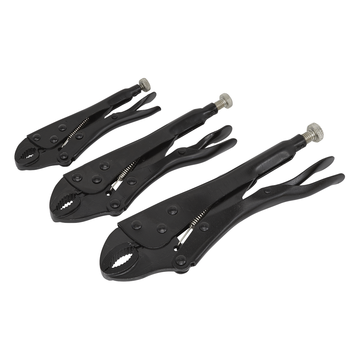 Sealey Locking Pliers Set 3pc Rust Resistant Hardened and Tempered AK668