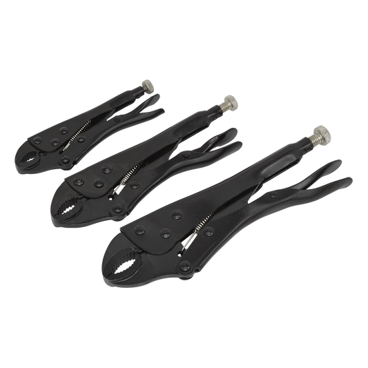 Sealey Locking Pliers Set 3pc Rust Resistant Hardened and Tempered AK668