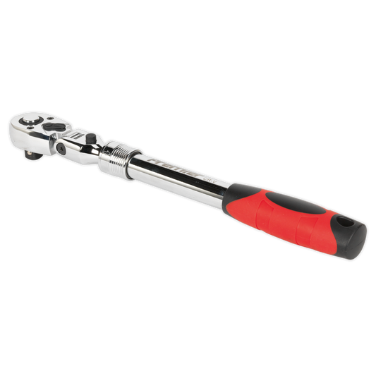 Sealey Flexi-Head Ratchet Wrench 1/2" Square Drive Extendable Red AK6682
