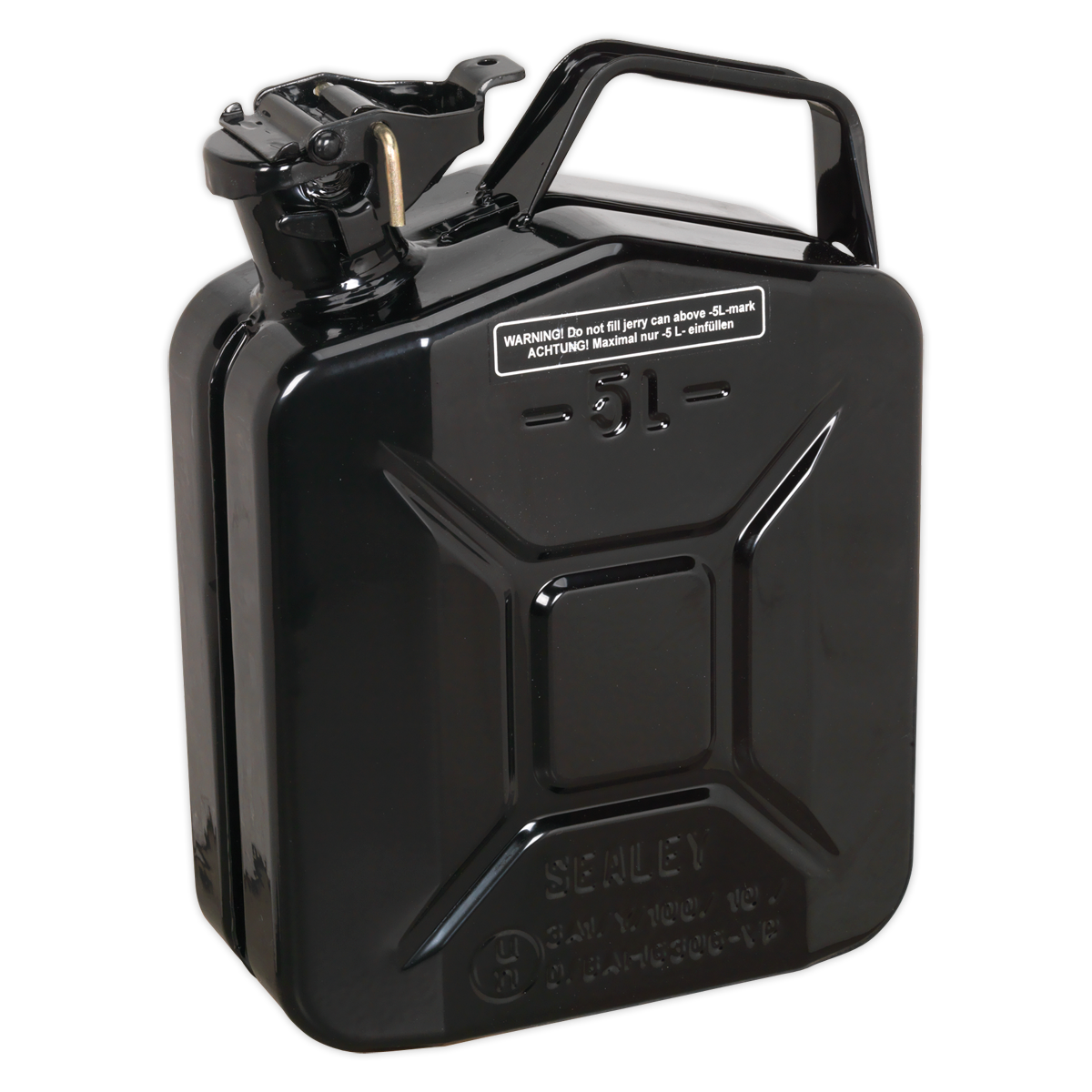 Sealey Jerry Can 5L Pickled Steel Leakproof Bayonet With Locking Pin Black JC5MB