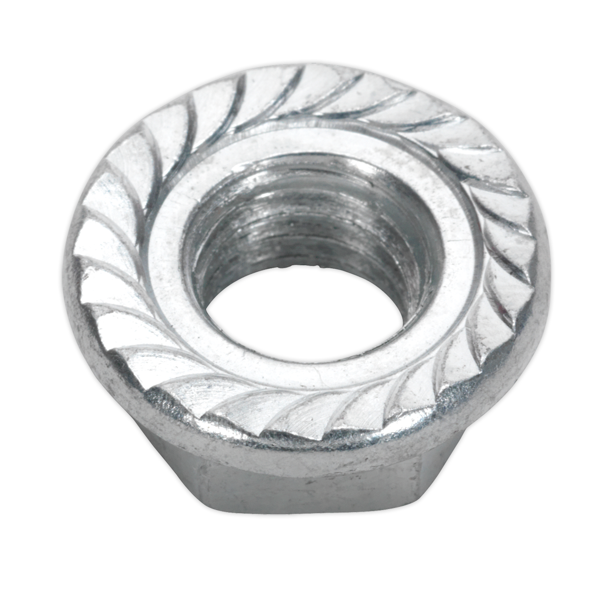 Sealey Flange Nut Serrated M12 Zinc Plated DIN 6923 Silver Pack of 50 Pcs FN12