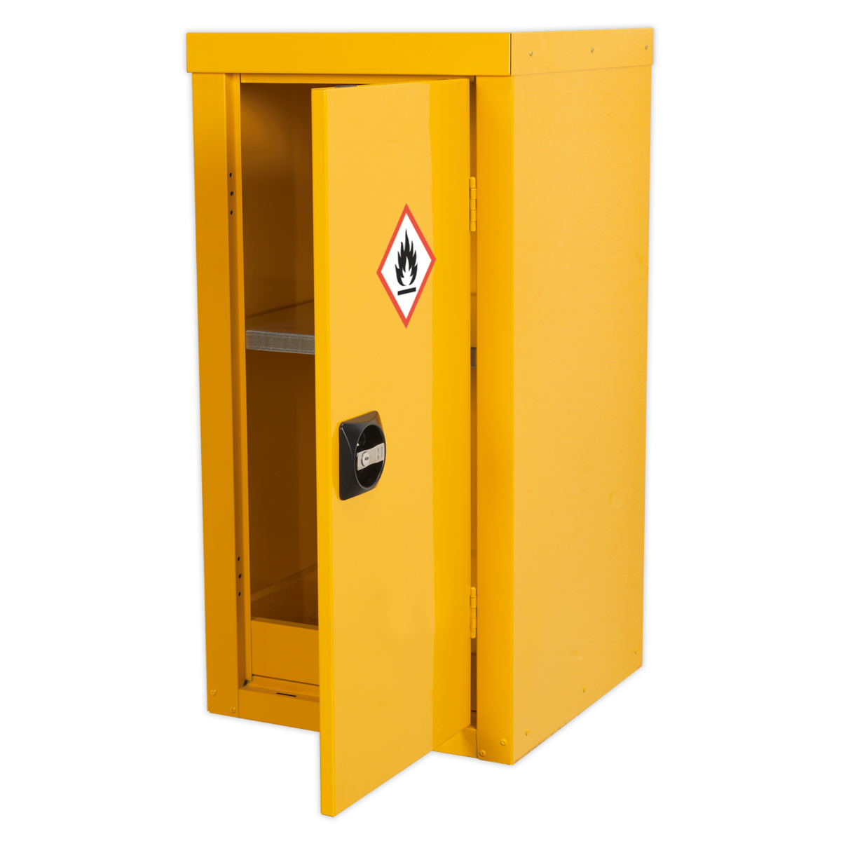 Sealey Flammables Storage Cabinet Yellow Powder Coat 460 x 460 x 900mm FSC04