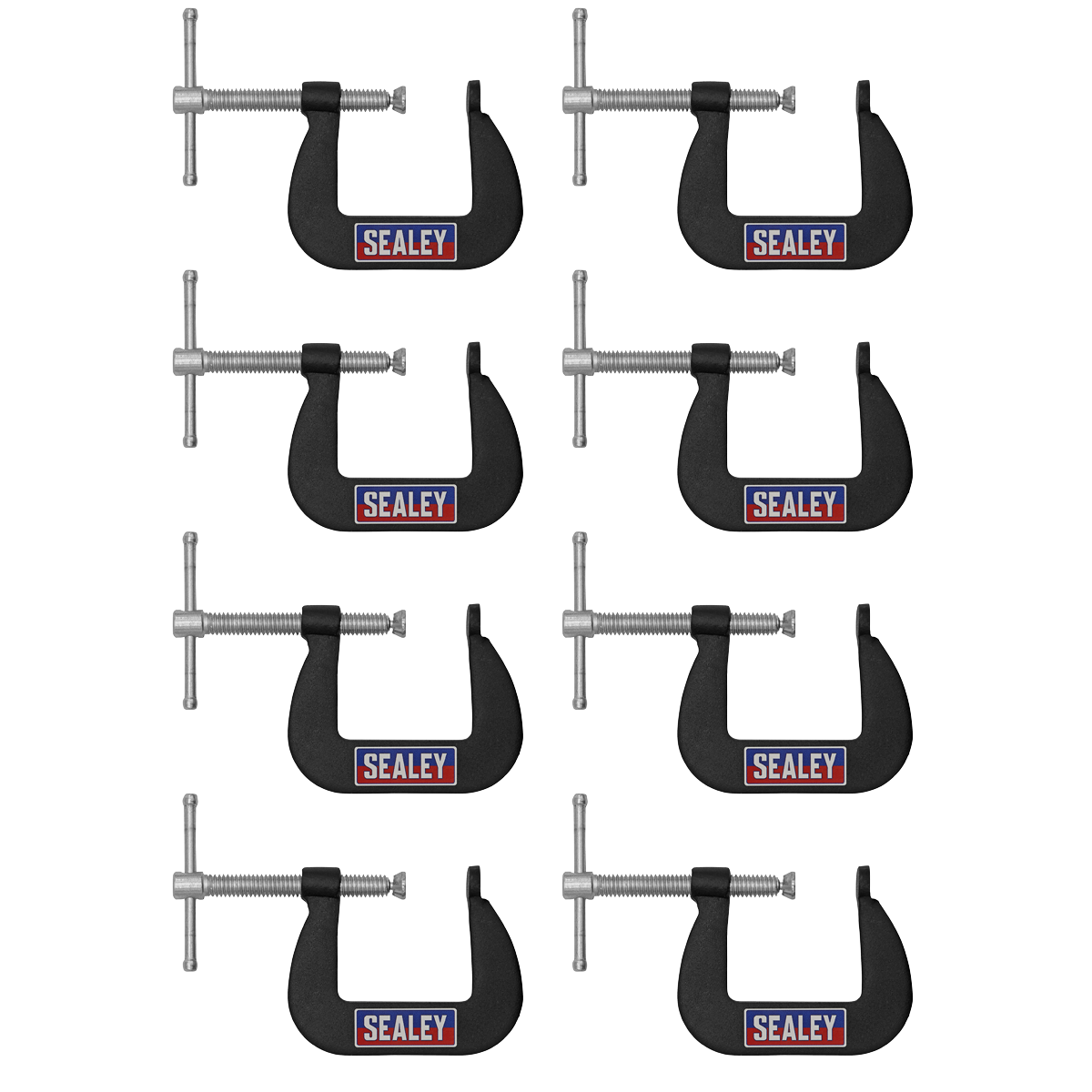 Sealey Junior C-Clamp Set 38mm x 38mm Jaw Opening/Throat Depth 8 Pieces GCC03