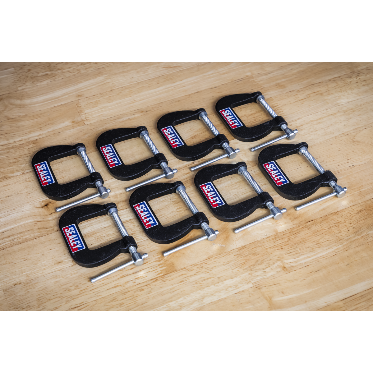 Sealey Junior C-Clamp Set 28mm x 28mm Jaw Opening/Throat Depth 8 Pieces GCC05