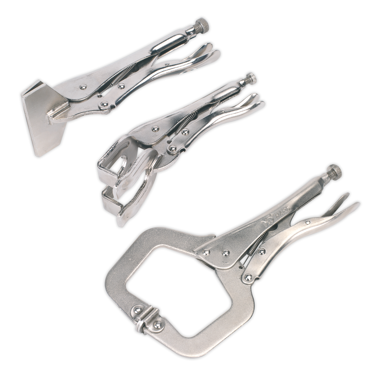 Sealey C-Clamp & Welding Clamp Set With Knurled Adjusting Screw 3 Pieces AK67