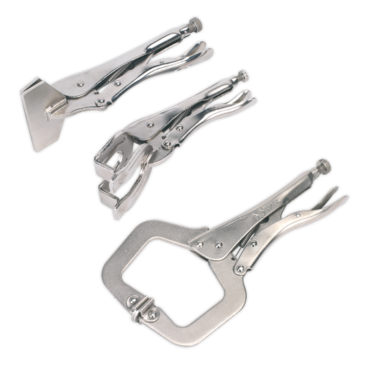 Sealey C-Clamp & Welding Clamp Set With Knurled Adjusting Screw 3 Pieces AK67