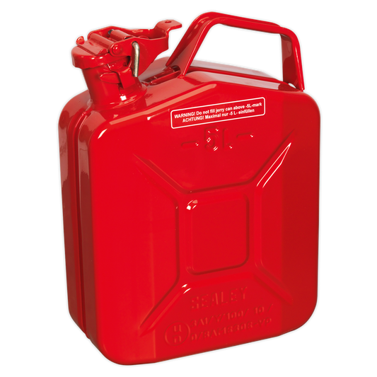 Sealey Jerry Can 5L Pickled Steel Leakproof Bayonet With Locking Pin Red JC5MR
