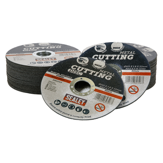 Sealey Flat Cutting Disc x50 115x1.6mm Ø22mm Bore General Purpose PTC/115CT50