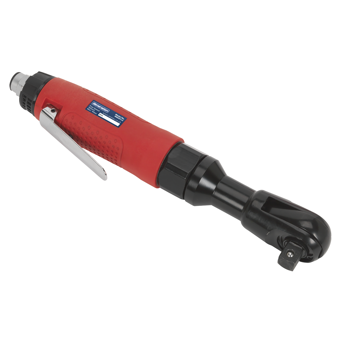 Sealey Air Ratchet Wrench With Textured Grip 1/2" Square Drive Red/Black GSA21