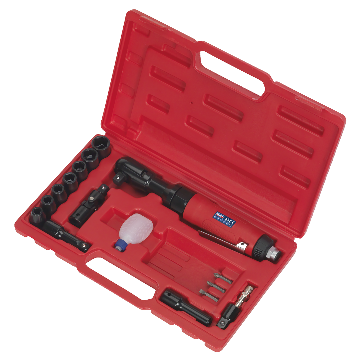 Sealey Air Ratchet Wrench Kit With Soft Grip Handle 1/2" Square Drive GSA21KIT