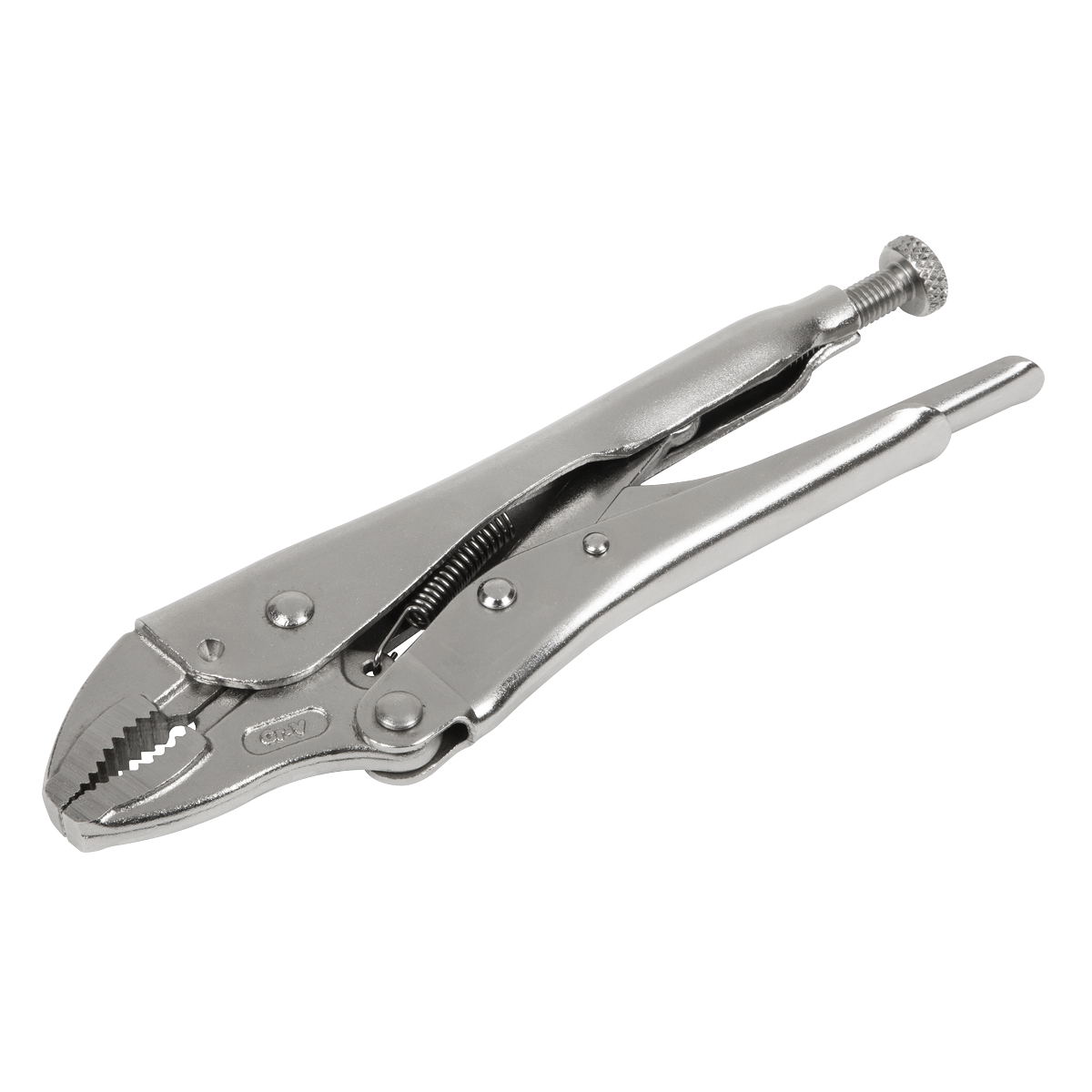 Sealey Locking Pliers Curved Jaws 190mm 0-38mm Capacity Knurled Silver AK6820