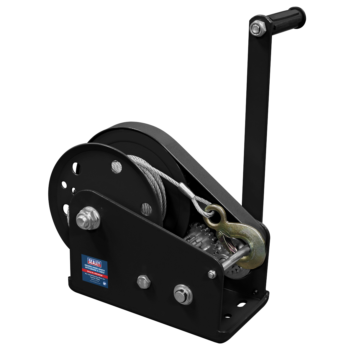 Sealey Geared Hand Winch With Brake & Cable 1130kg Capacity Heavy Duty GWC2500B