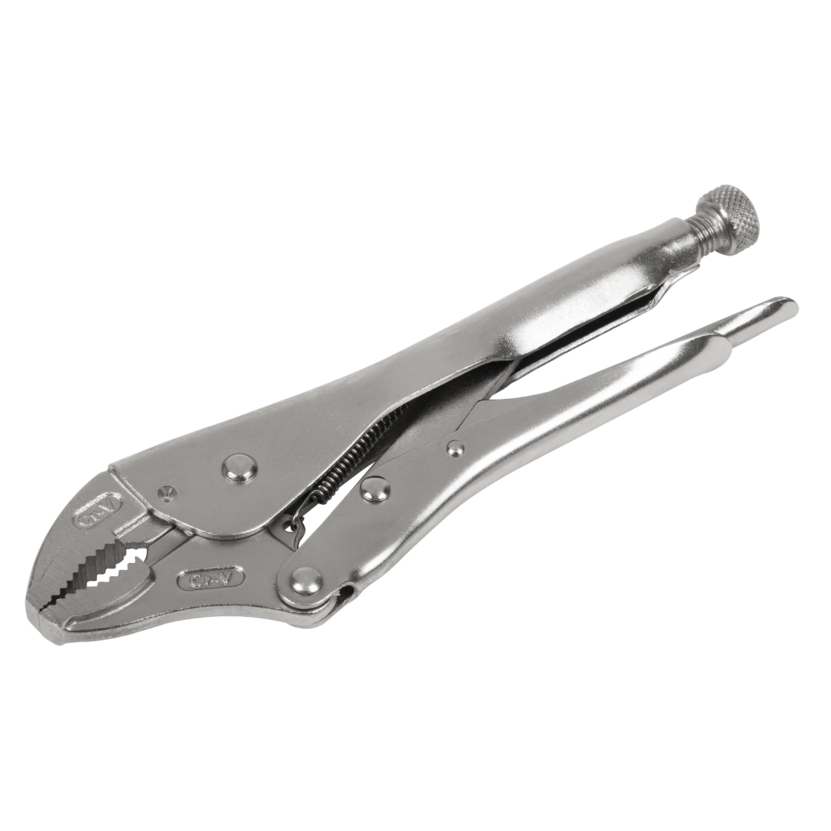 Sealey Locking Pliers Curved Jaws 235mm 0-63mm Capacity Knurled Silver AK6821