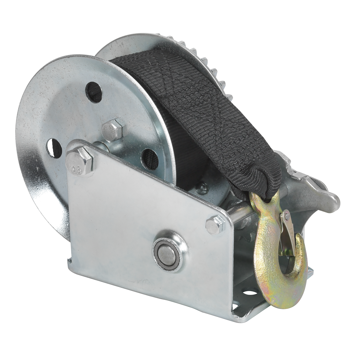 Sealey Geared Hand Winch Steel With 7m Webbing Strap - 540kg Capacity GWW1200M