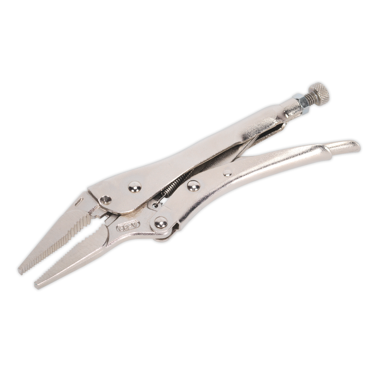 Sealey Locking Pliers Long Nose 210mm 0-60mm Capacity Riveted handle AK6825