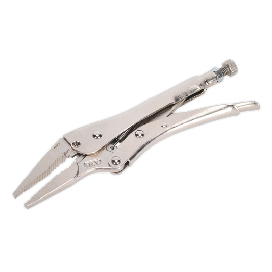 Sealey Locking Pliers Long Nose 210mm 0-60mm Capacity Riveted handle AK6825