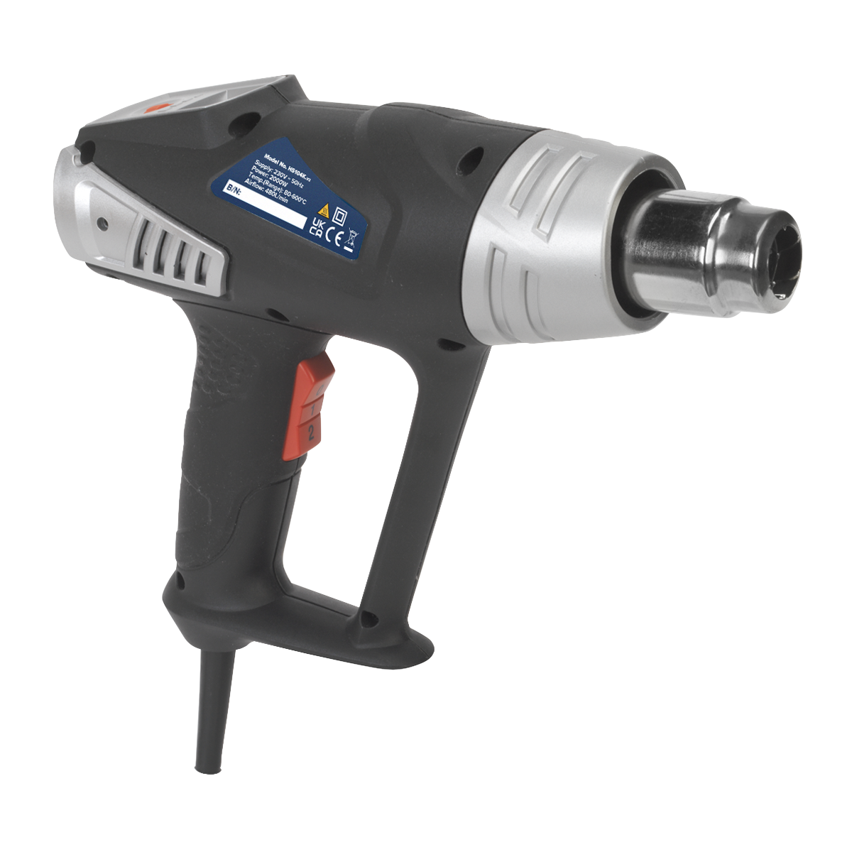 Sealey Deluxe Hot Air Gun Kit With LED Display 2000W 80-600°C 480L/min HS104K