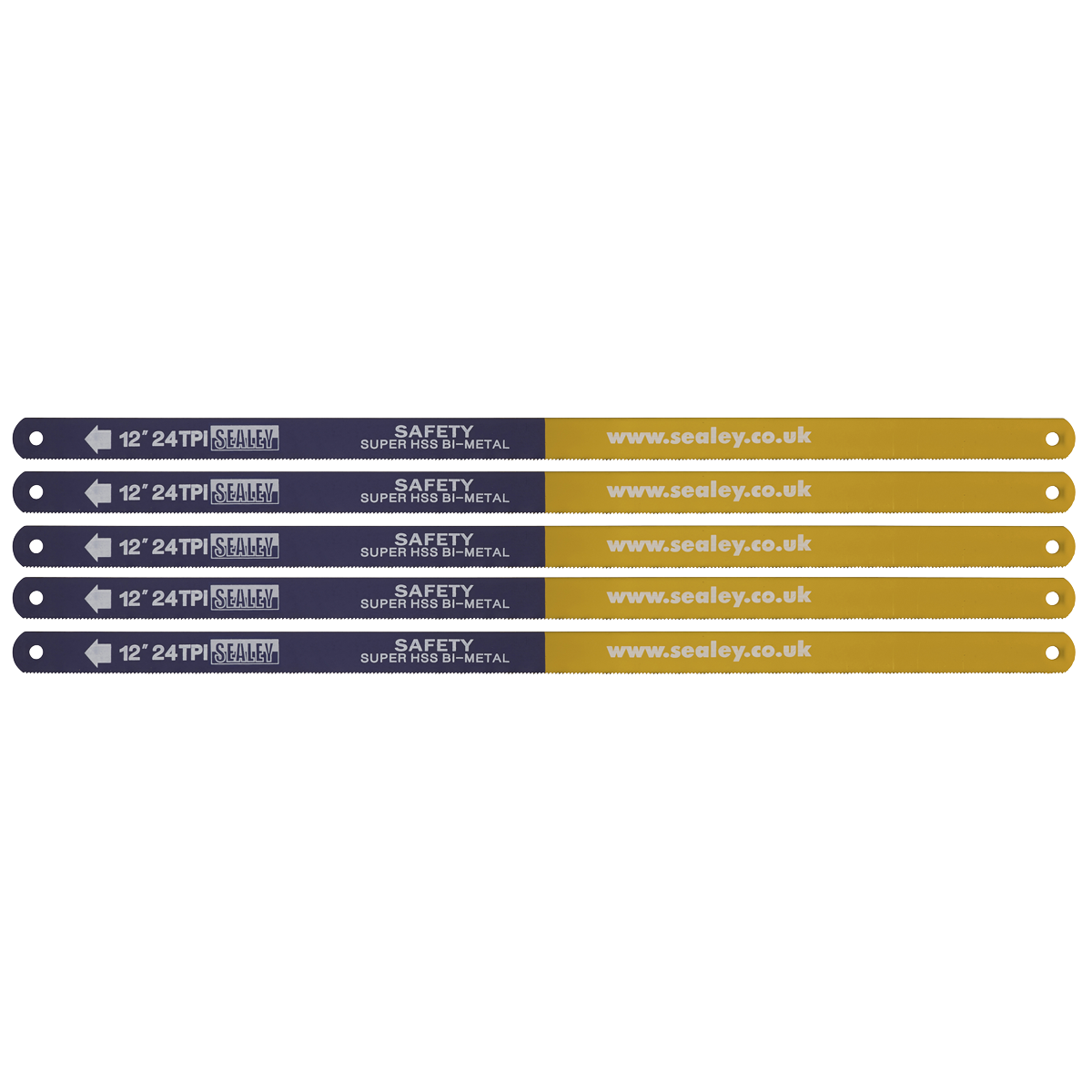 Sealey Hacksaw Blade 300mm HSS Flexible Bi-Metal 24 TPI Pack of 5 Pieces HSB0524