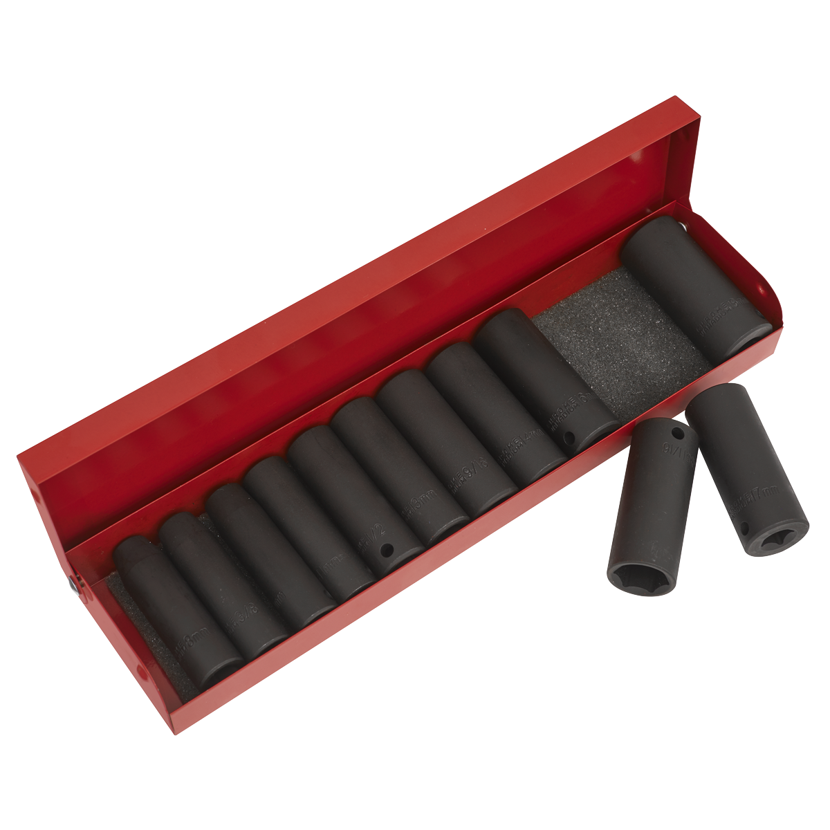 Sealey Impact Socket Set 12 Pieces Deep 3/8" Square Drive Metric/Imperial AK683