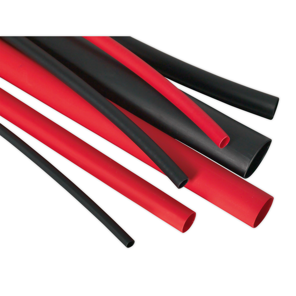 Sealey Heat Shrink Tubing Sleeve 72 Pcs Black Red Adhesive Lined 200mm HSTAL72BR