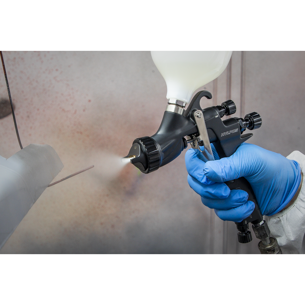 Sealey HVLP Gravity Feed Spray Gun 1.3mm Set-Up Clear Base Coats HVLP05