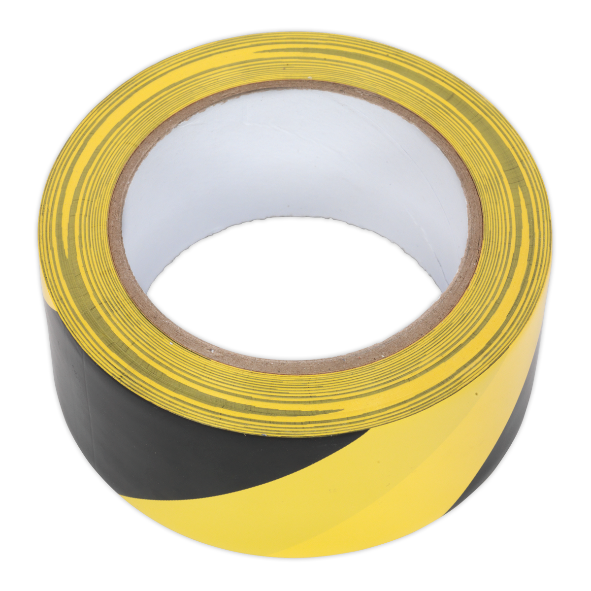 Sealey Hazard Warning Tape 50mm x 33m Black Yellow Adhesive PVC Film HWTBY