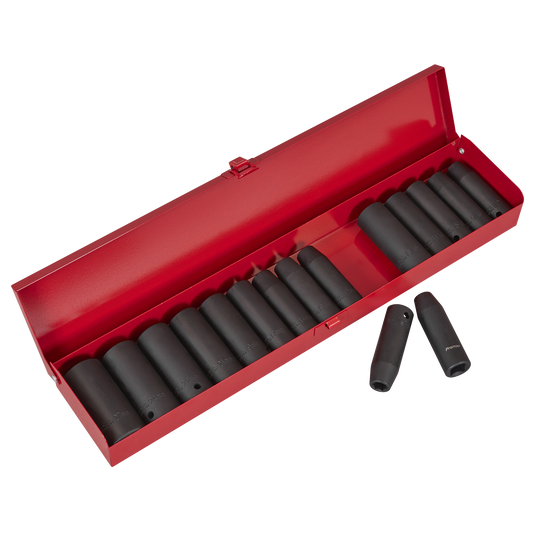 Sealey Impact Socket Set 16 Pieces Deep 1/2" Square Drive Metric/Imperial AK685
