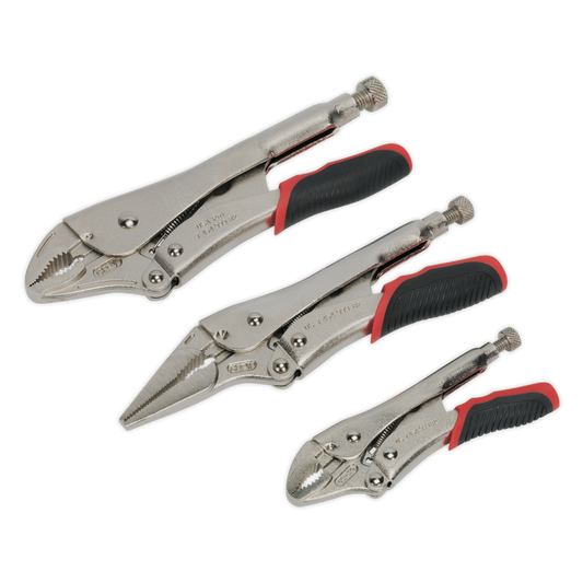 Sealey Locking Pliers Set Quick Release With Quick Release Grip 3 Pieces AK6863