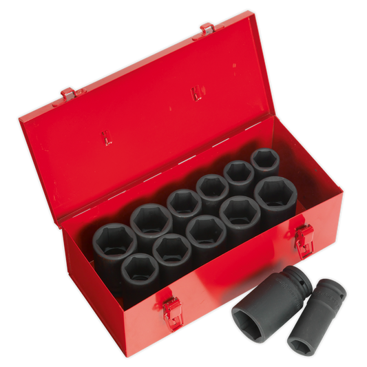 Sealey Impact Socket Set 13 Pieces Deep 3/4" Square Drive Metric/Imperial AK687