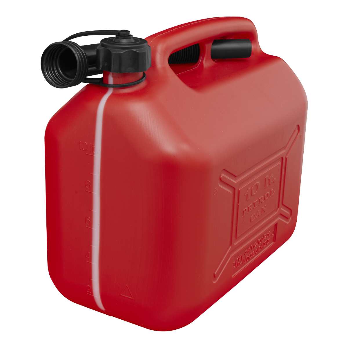 Sealey Plastic Fuel Can Colour-Coded Red For Lead Replacement Fuel 10L JC10PR