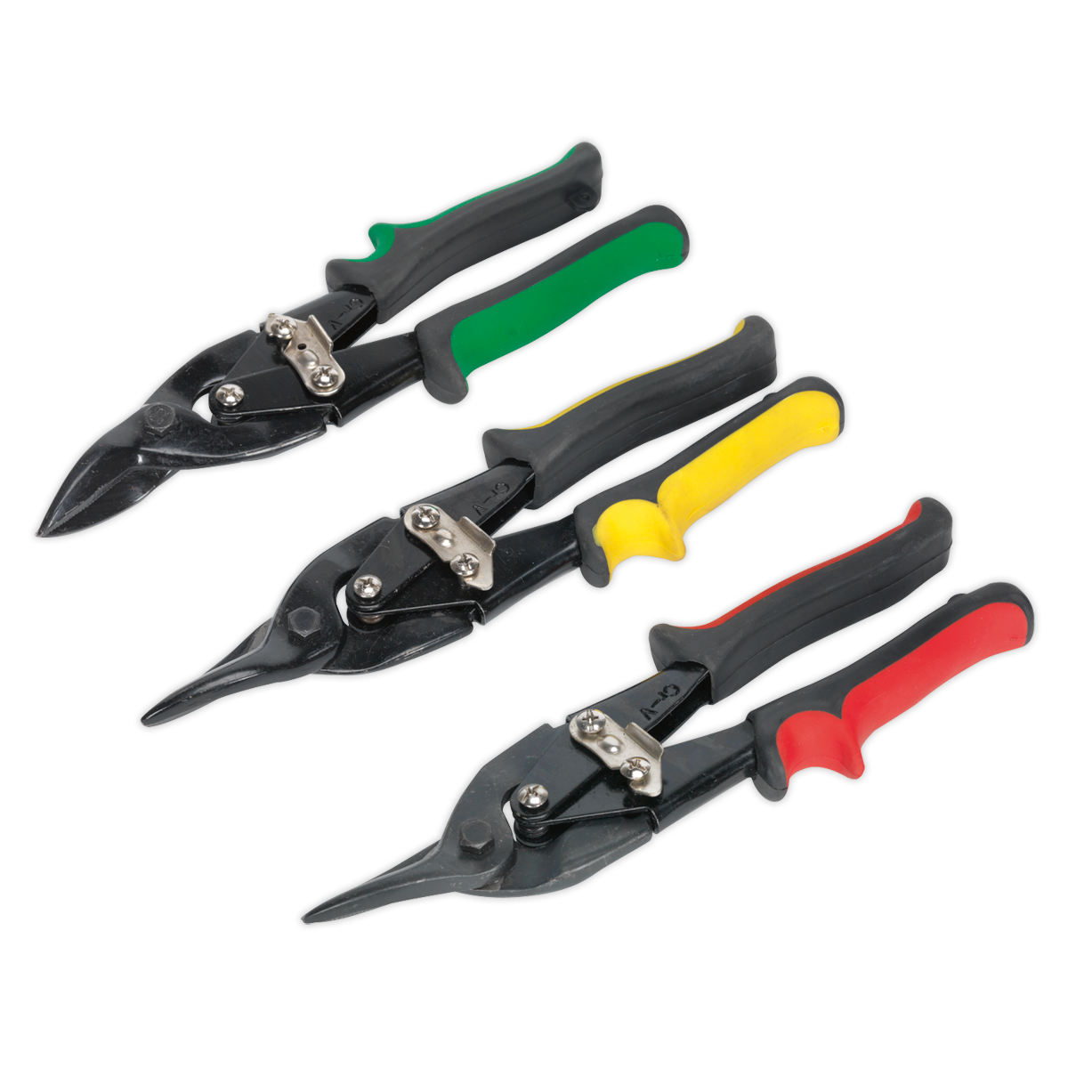 Sealey 3 Piece Aviation Tin Snips Set Steel Blades With Serrated Jaws AK6907