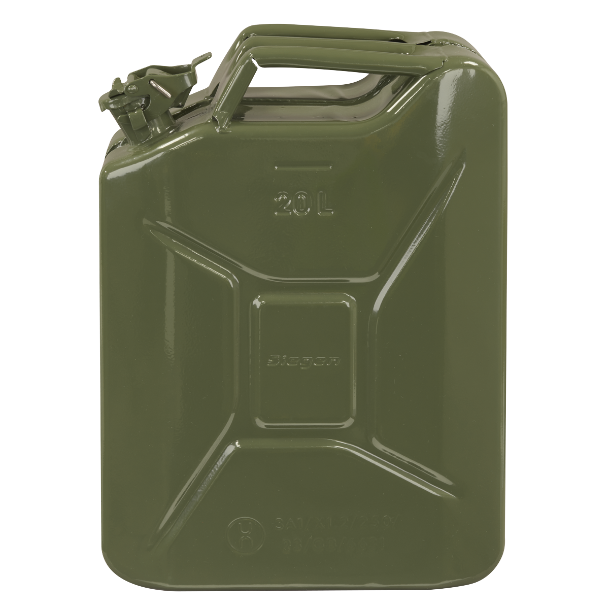 Siegen Jerry Can From 0.8mm Steel With Protective Lining 20L Green JCY20G
