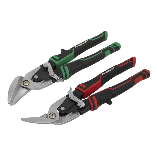 Sealey High Leverage Offset Aviation Tin Snip Set 2 Pieces Self-Opening AK69072