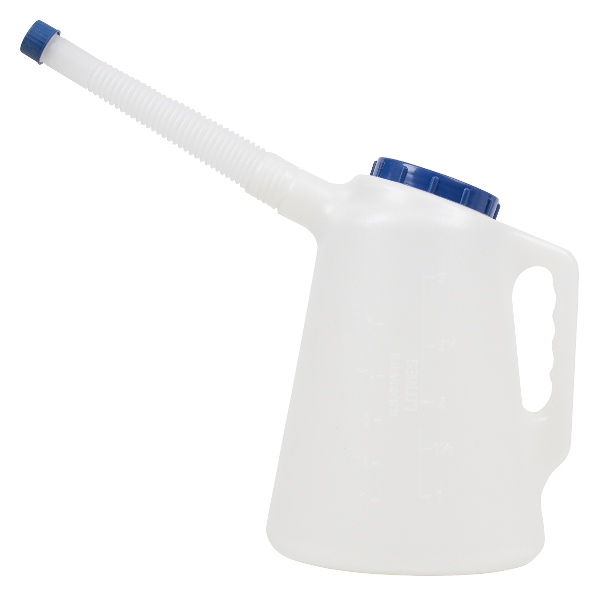Sealey Oil Container With Flexible Spout & Measuring Scale 3L Blue Lid JDL3B