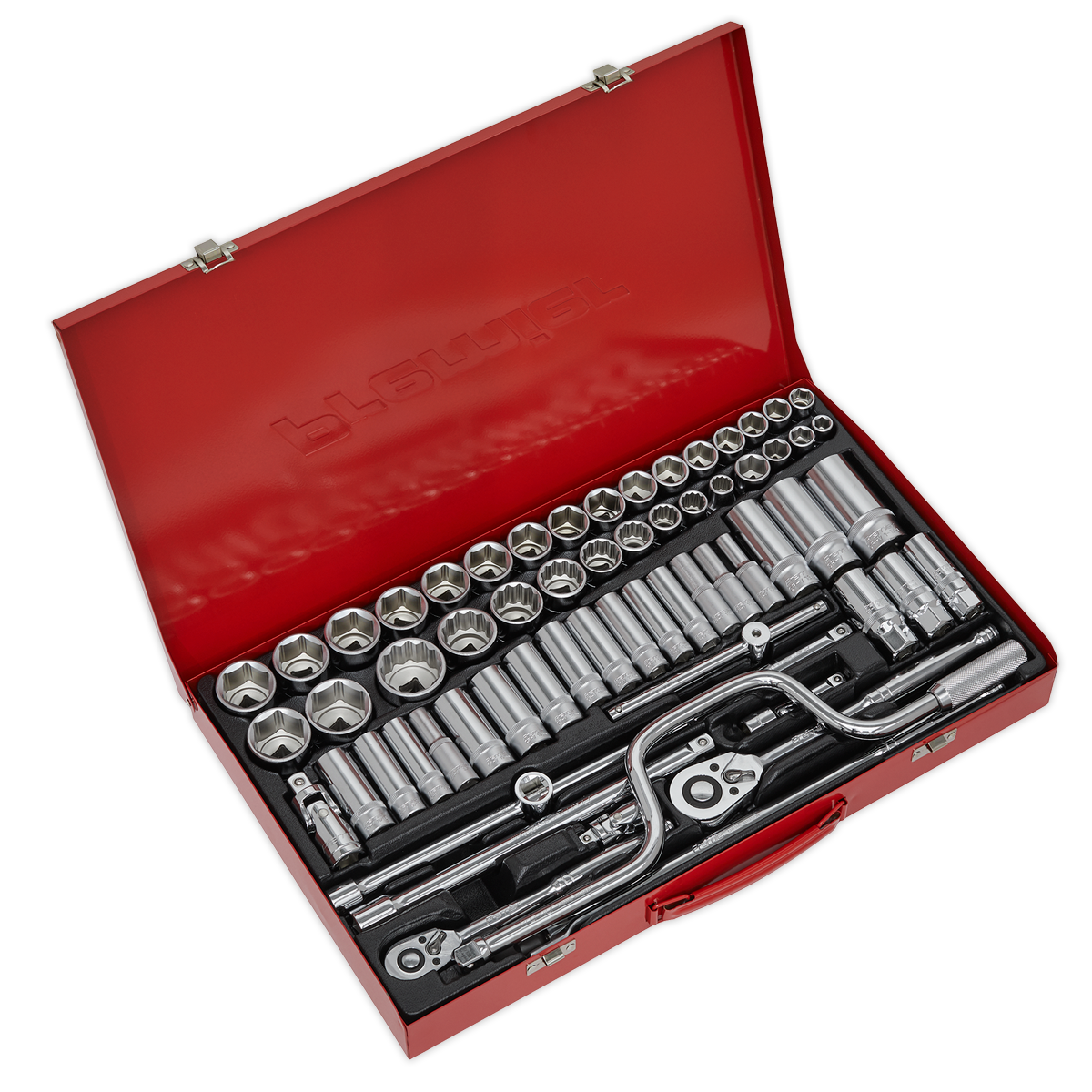 Sealey Socket Set 64pc 3/8" 1/2" Square Drive 6 Point WallDrive DuoMetric AK694