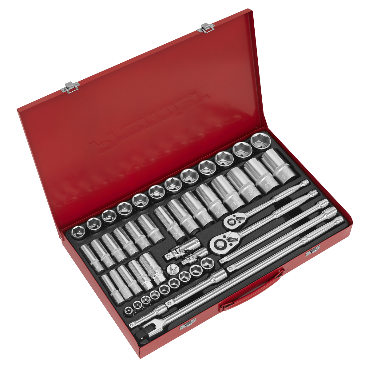 Sealey Socket Set 50pc 3/8" & 1/2" Square Drive 6 Point WallDrive Metric AK6942