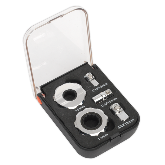 Sealey Palm Ratchet Set 5 Pieces 1/4" & 3/8" Square Drive 72 Teeth Tool AK6959