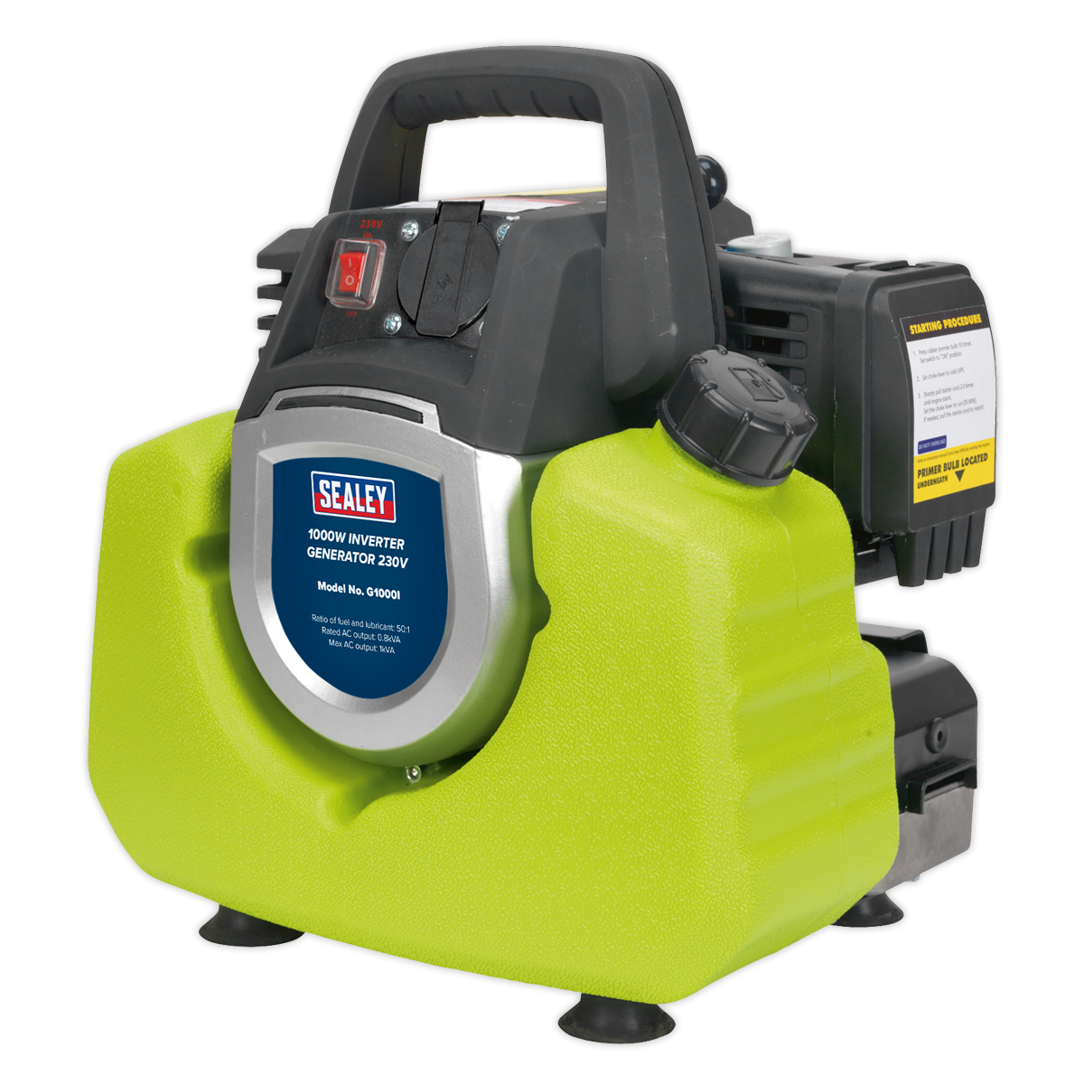 Sealey 1000W Inverter Generator 230V 2-Stroke Petrol Engine 800W G1000I