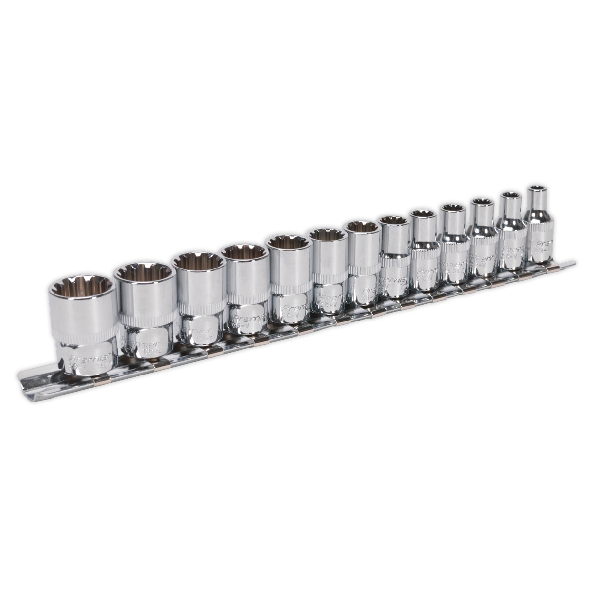 Sealey Socket Set Supplied on Rail 13 Pcs 1/4" Square Drive Total Drive AK69813