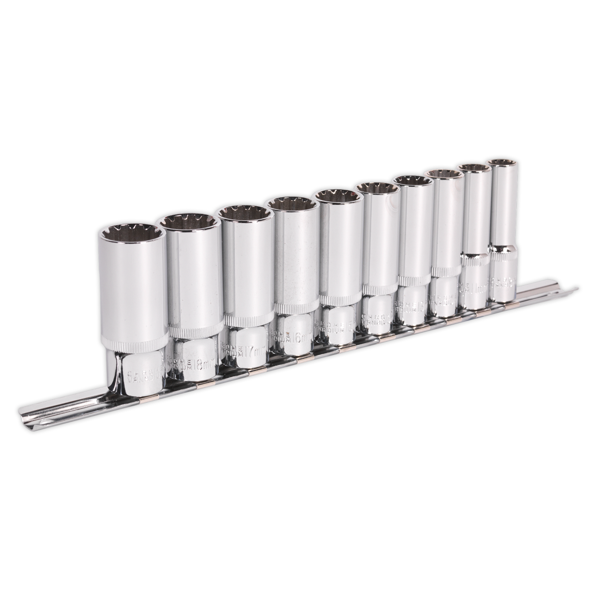 Sealey Socket Set 10 Pieces Deep 3/8" Square Drive Total Drive Deep AK69910D