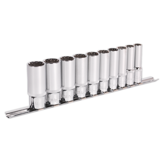 Sealey Socket Set 10 Pieces Deep 3/8" Square Drive Total Drive Deep AK69910D