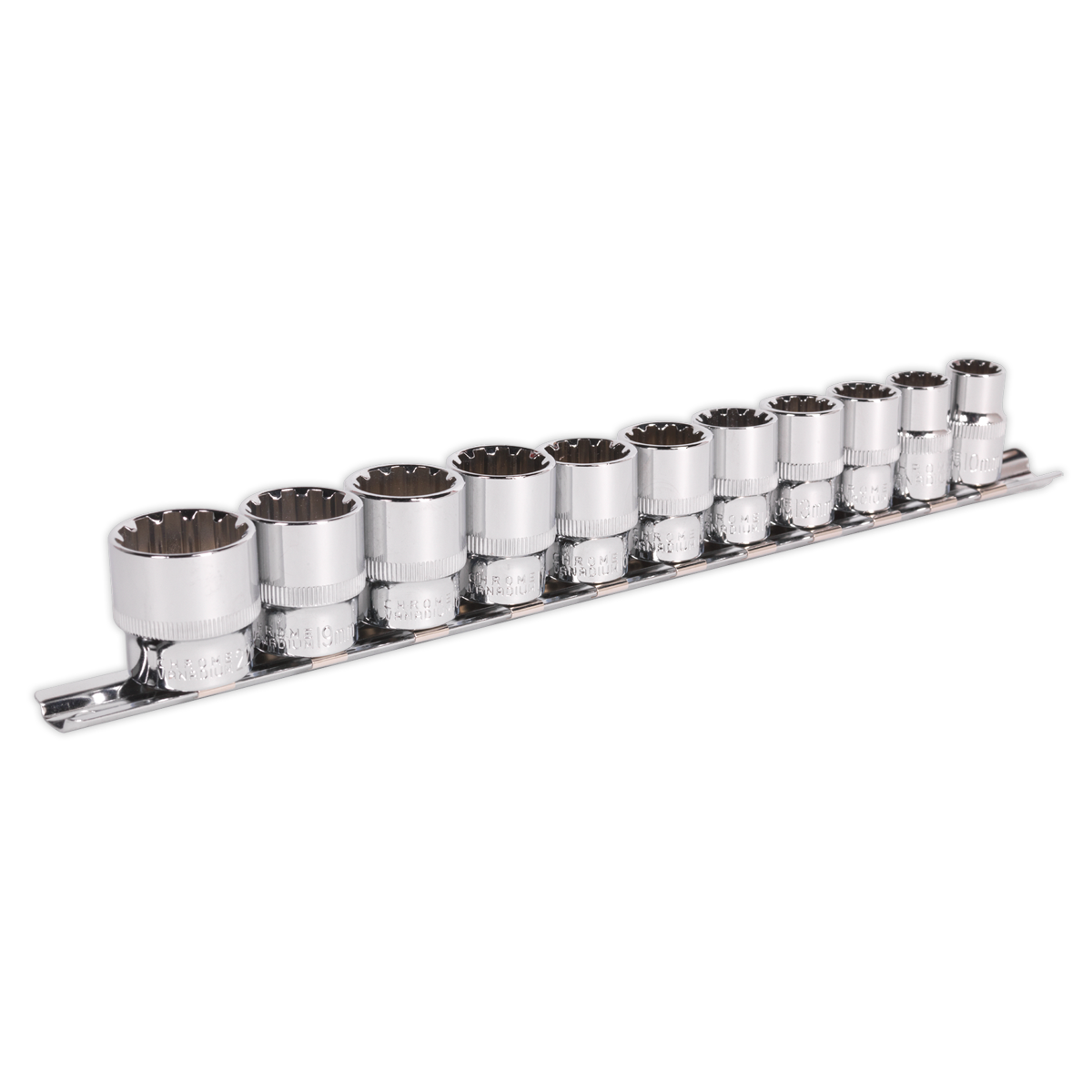 Sealey Socket Set Supplied on Rail 11 Pcs 3/8" Square Drive Total Drive AK69911