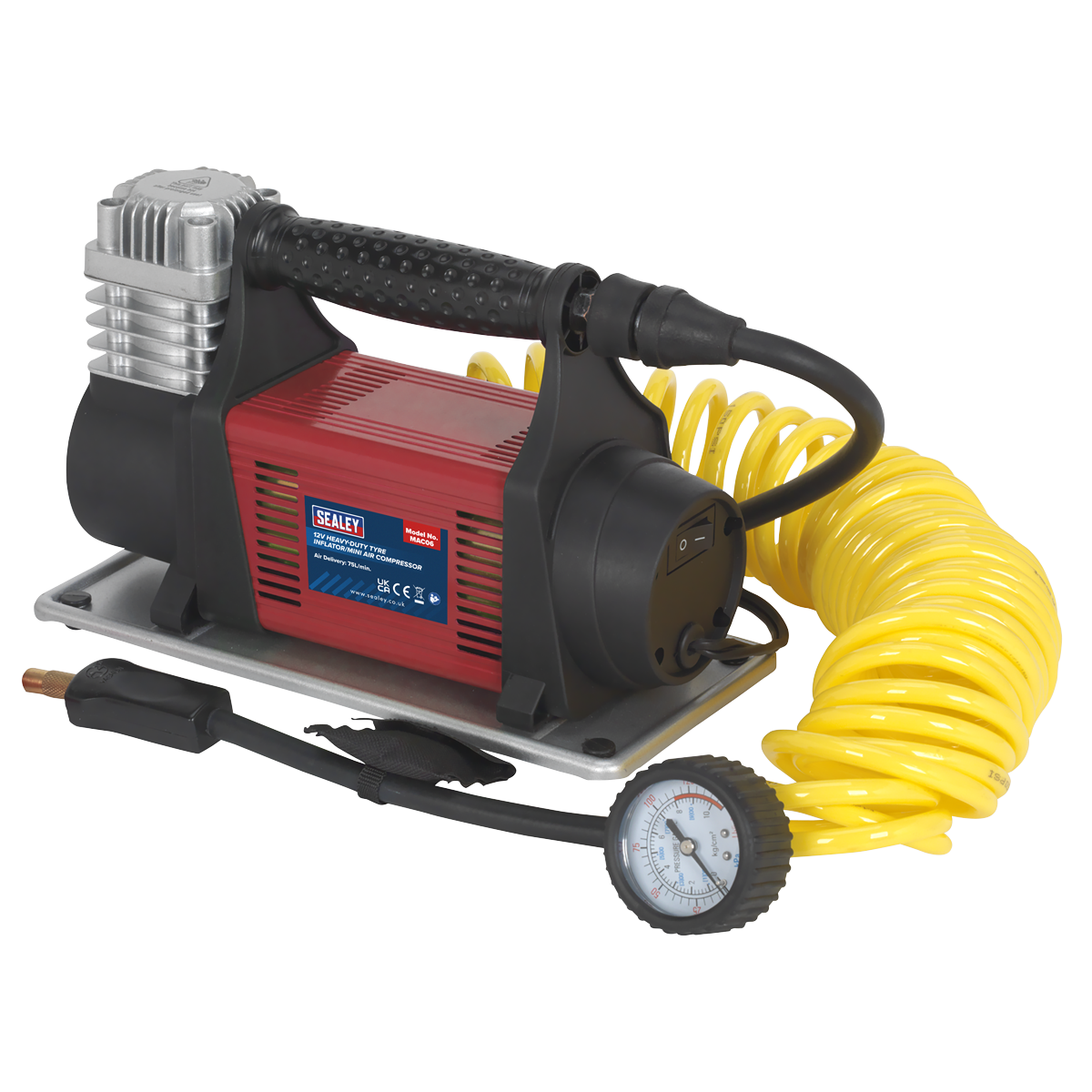 Sealey Heavy Duty Mini Air Compressor 12V Maximum Pressure 100PSI MAC06