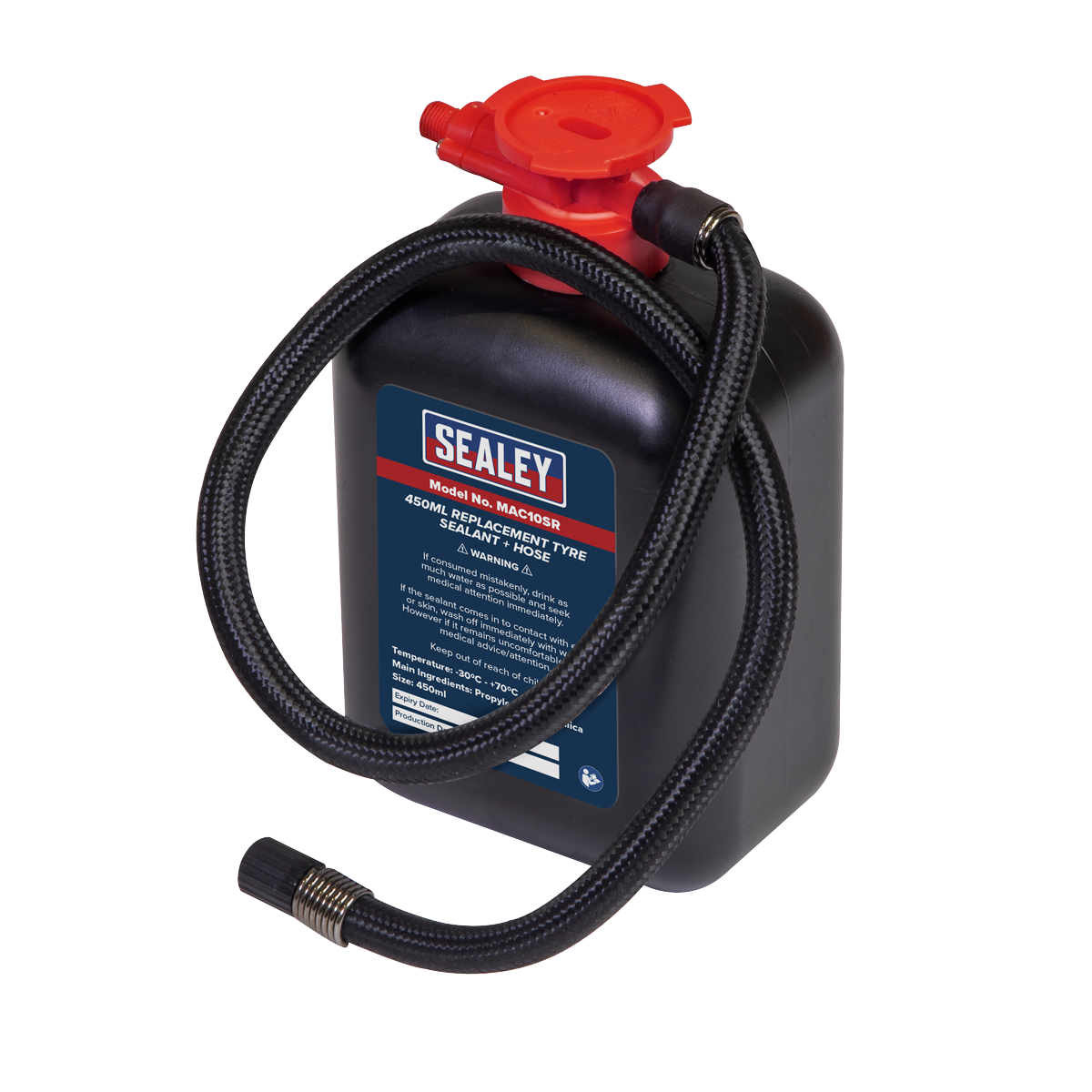 Sealey Emergency Tyre Sealant Replacement Natural Rubber 450mL + Hose MAC10SR