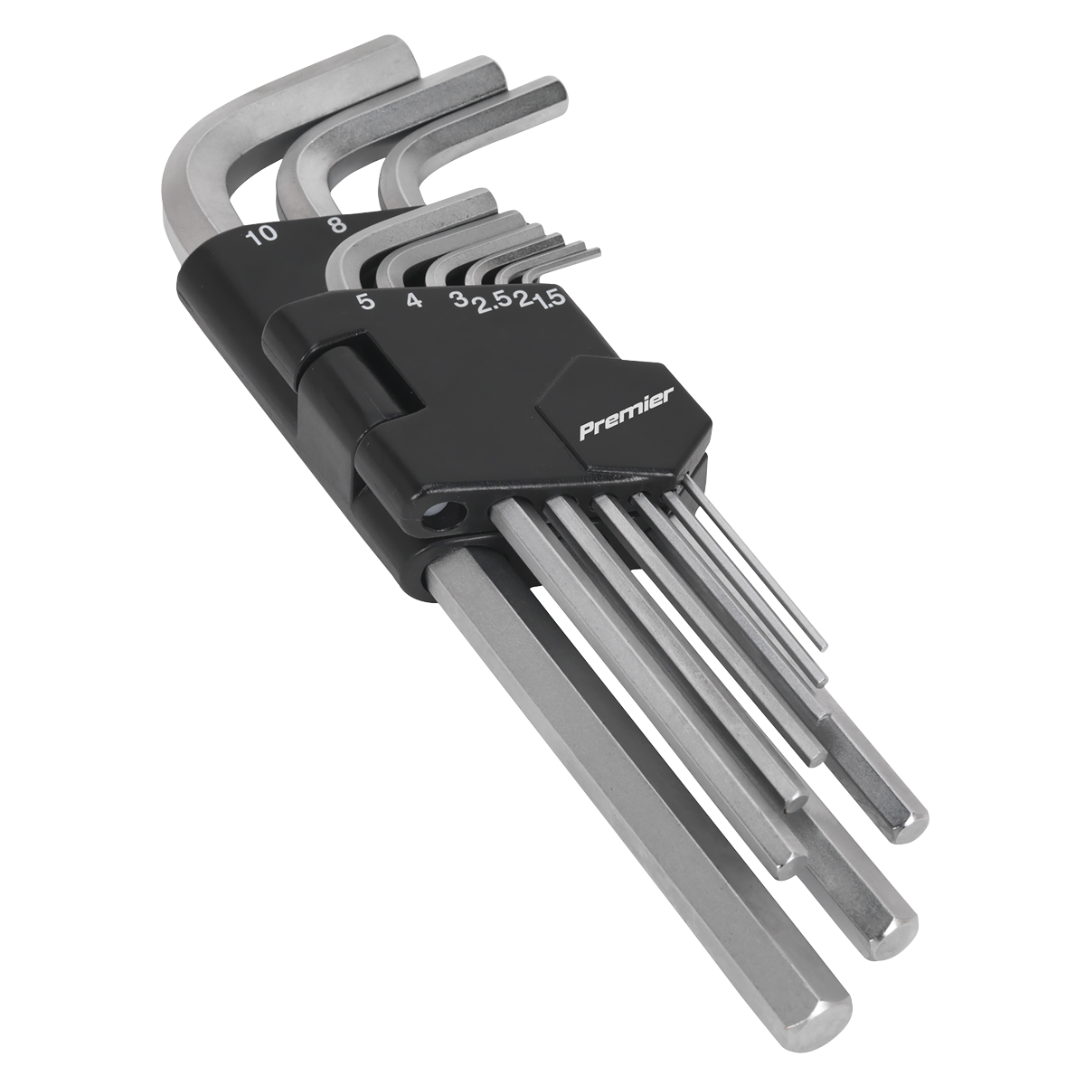 Sealey Hex Key Set With Satin Chrome Finish 9 Pieces Long Metric AK7136
